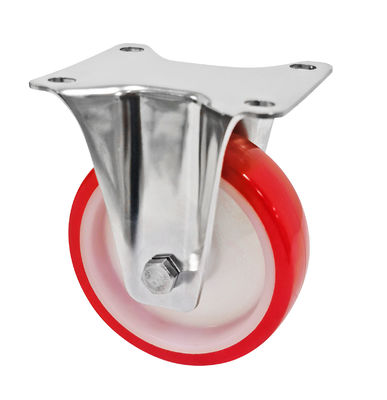 Putih Merah PU 5 Inci 125mm Roda Castor, Roda Trolley Castor Industri