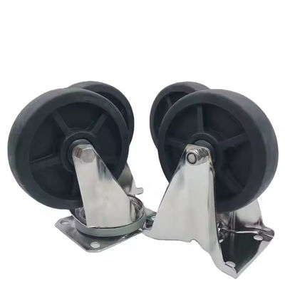 Baja tahan karat Hitam Roda Castor Berputar Tugas Berat Lebar Lapisan 50mm Tahan Panas