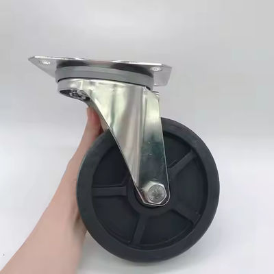 Baja tahan karat Hitam Roda Castor Berputar Tugas Berat Lebar Lapisan 50mm Tahan Panas