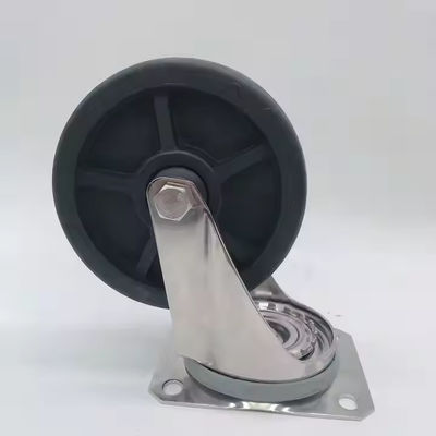 Baja tahan karat Hitam Roda Castor Berputar Tugas Berat Lebar Lapisan 50mm Tahan Panas