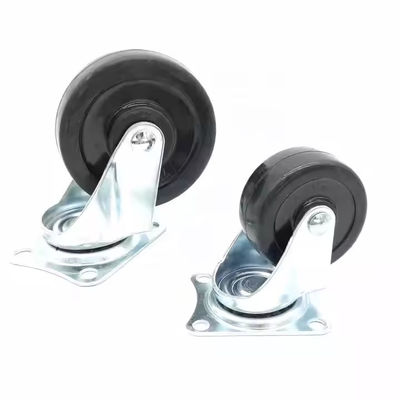 Black Light Duty Caster Wheels 3 Inch Rubber Caster Wheels 75mm Berputar Lemes Berjalan