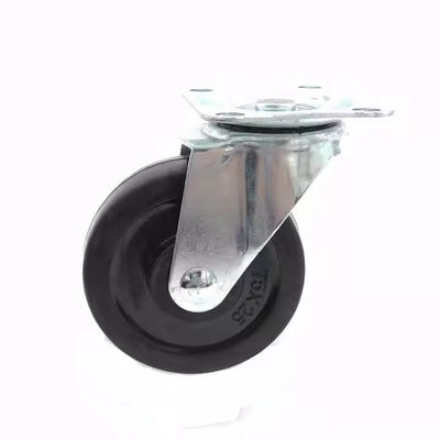 Black Light Duty Caster Wheels 3 Inch Rubber Caster Wheels 75mm Berputar Lemes Berjalan