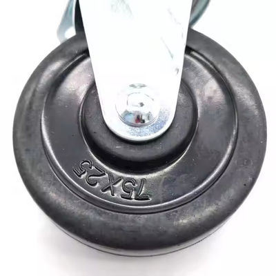 Black Light Duty Caster Wheels 3 Inch Rubber Caster Wheels 75mm Berputar Lemes Berjalan