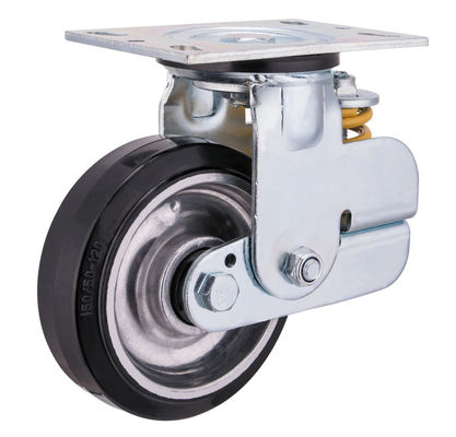 Aluminium Core Rubber Spring Loaded Castor Wheels 150mm 200mm Diameter