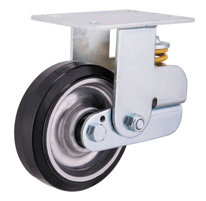 Aluminium Core Rubber Spring Loaded Castor Wheels 150mm 200mm Diameter