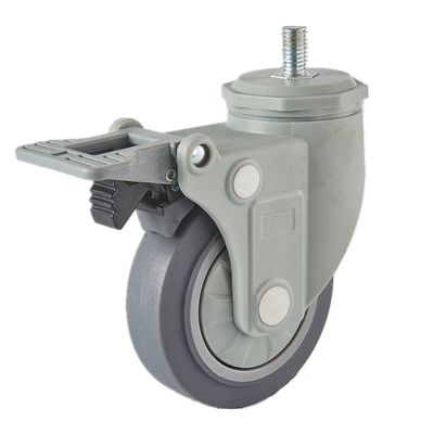 Plastik Yoke TPR Medium Duty Medical Casters Roda Pemasangan Plate Top Mount
