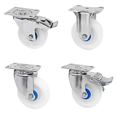 Raksasa medium 304 stainless steel Casters Putih PA Casters 150-200KG Kapasitas beban