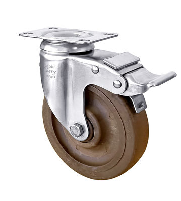 304 Baja tahan karat Roda Castor 125mm Roda Castor Nylon Suhu Tinggi