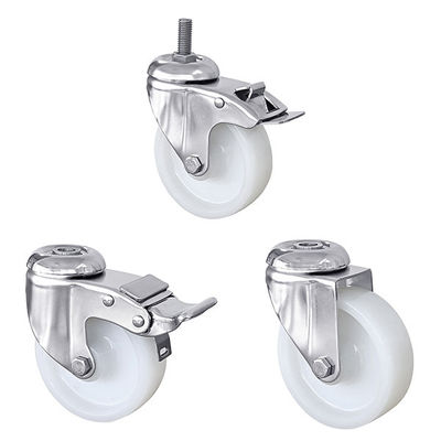 PA Rustless Steel Plate Casters Medium Duty Threaded Caster Wheels 75mm 125mm