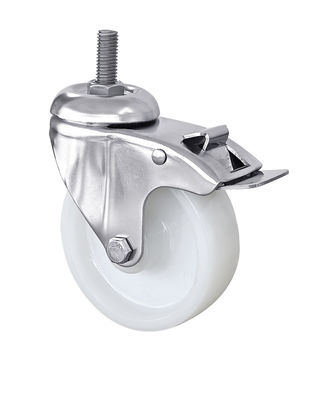 PA Rustless Steel Plate Casters Medium Duty Threaded Caster Wheels 75mm 125mm