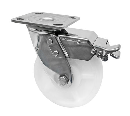 White PA Caster 304 Baja tahan karat Heavy Duty Caster Wheels 400KG-600KG Kapasitas beban