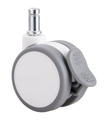 2.5 Inch White Silent Twin Wheel Caster Dengan Top Plate / Single Brake