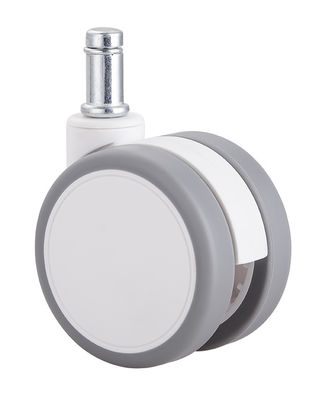 2.5 Inch White Silent Twin Wheel Caster Dengan Top Plate / Single Brake