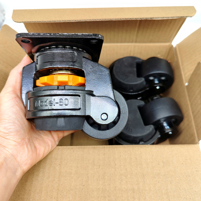 Penyetel Kaki 40mm 50mm 62mm 70mm Roda Kastor Perata Ketinggian yang Dapat Disesuaikan