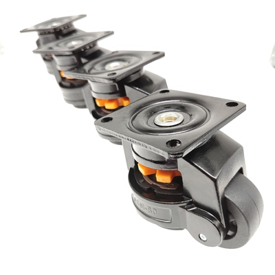Penyetel Kaki 40mm 50mm 62mm 70mm Roda Kastor Perata Ketinggian yang Dapat Disesuaikan